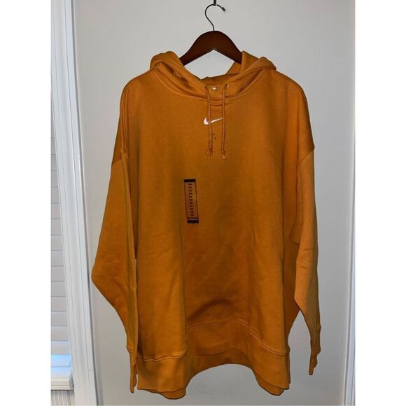 Nike NSW Essentials Women's Oversized Hoodie center swoosh orange 2XL Light Curr - Picture 2 of 6